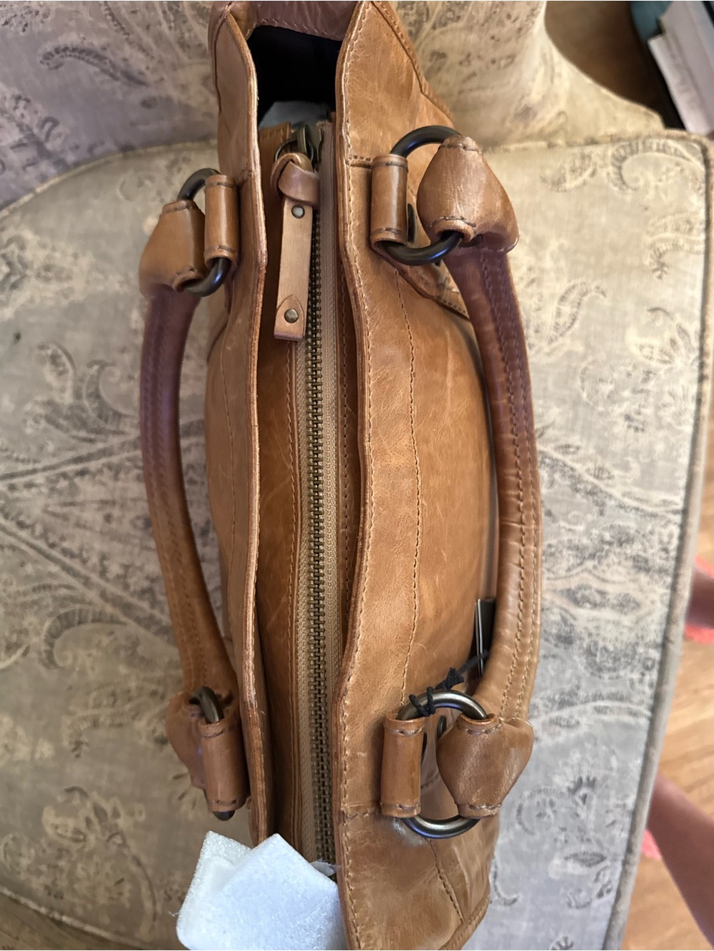 Frye Cognac Leather Carryall Satchel - Picture 8 of 12